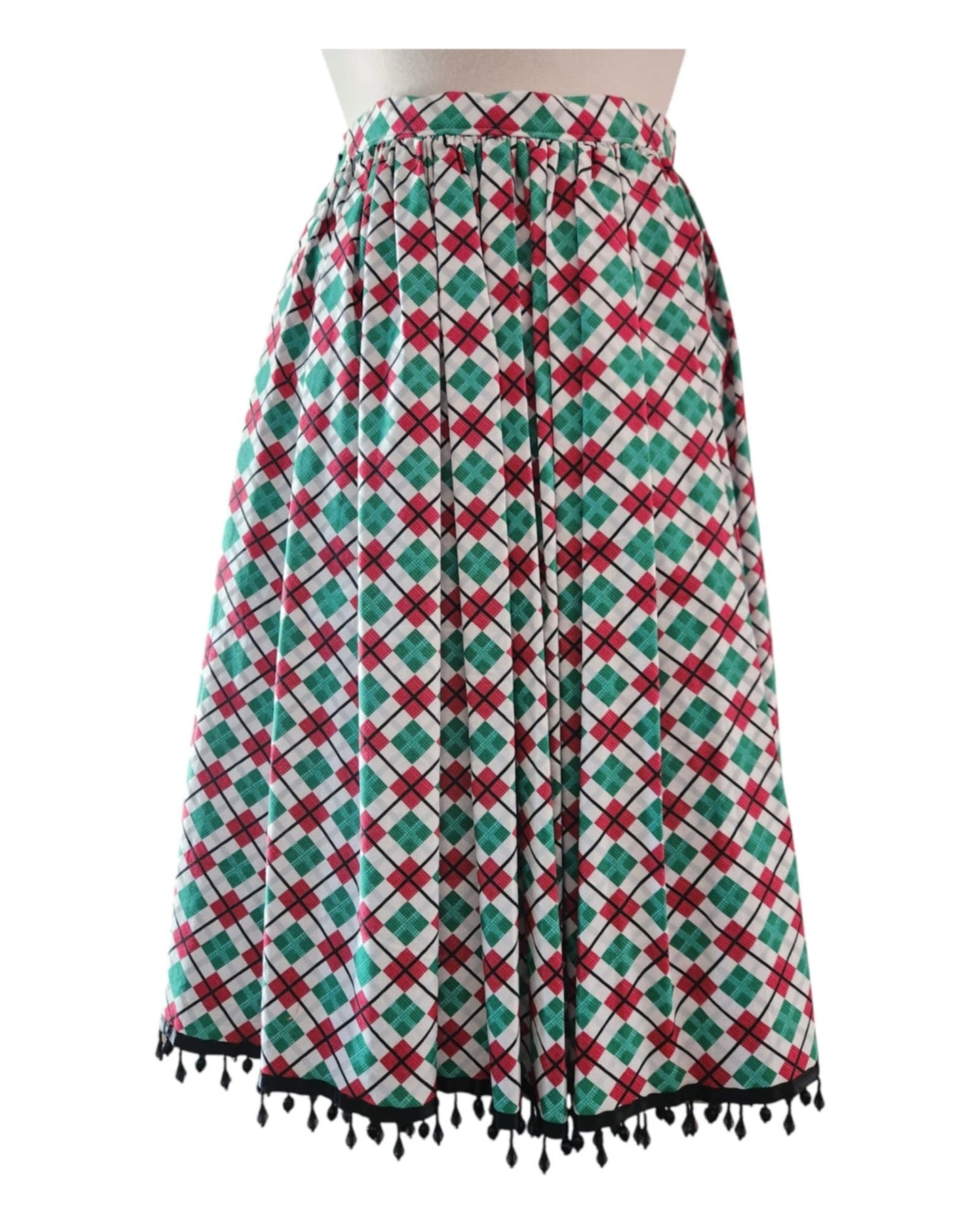 Christmas Argyle - 24" Pleated Skirt With Pockets