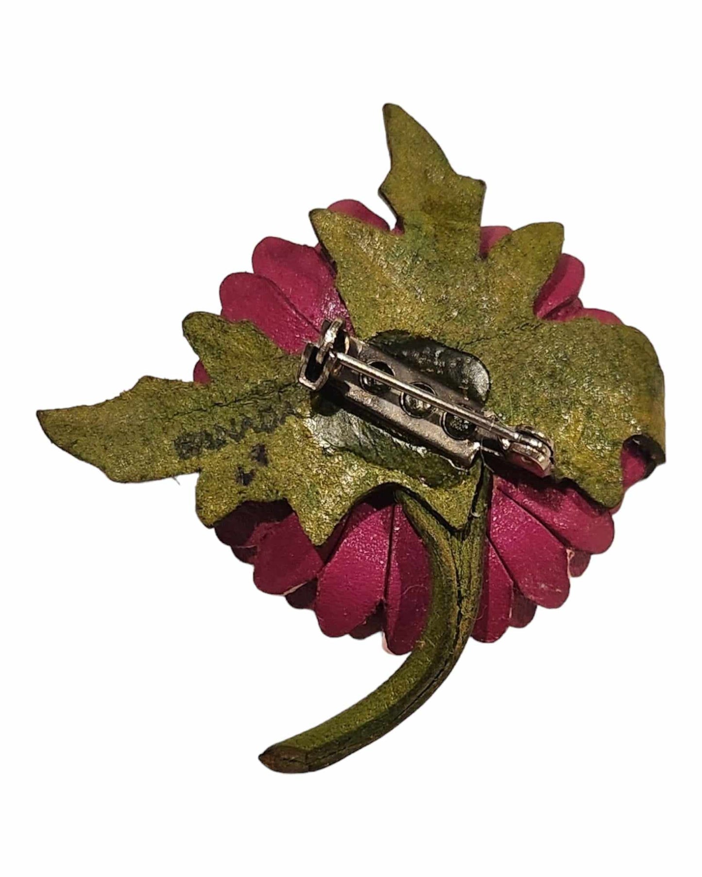 Purple Leather Earring & Brooch Set