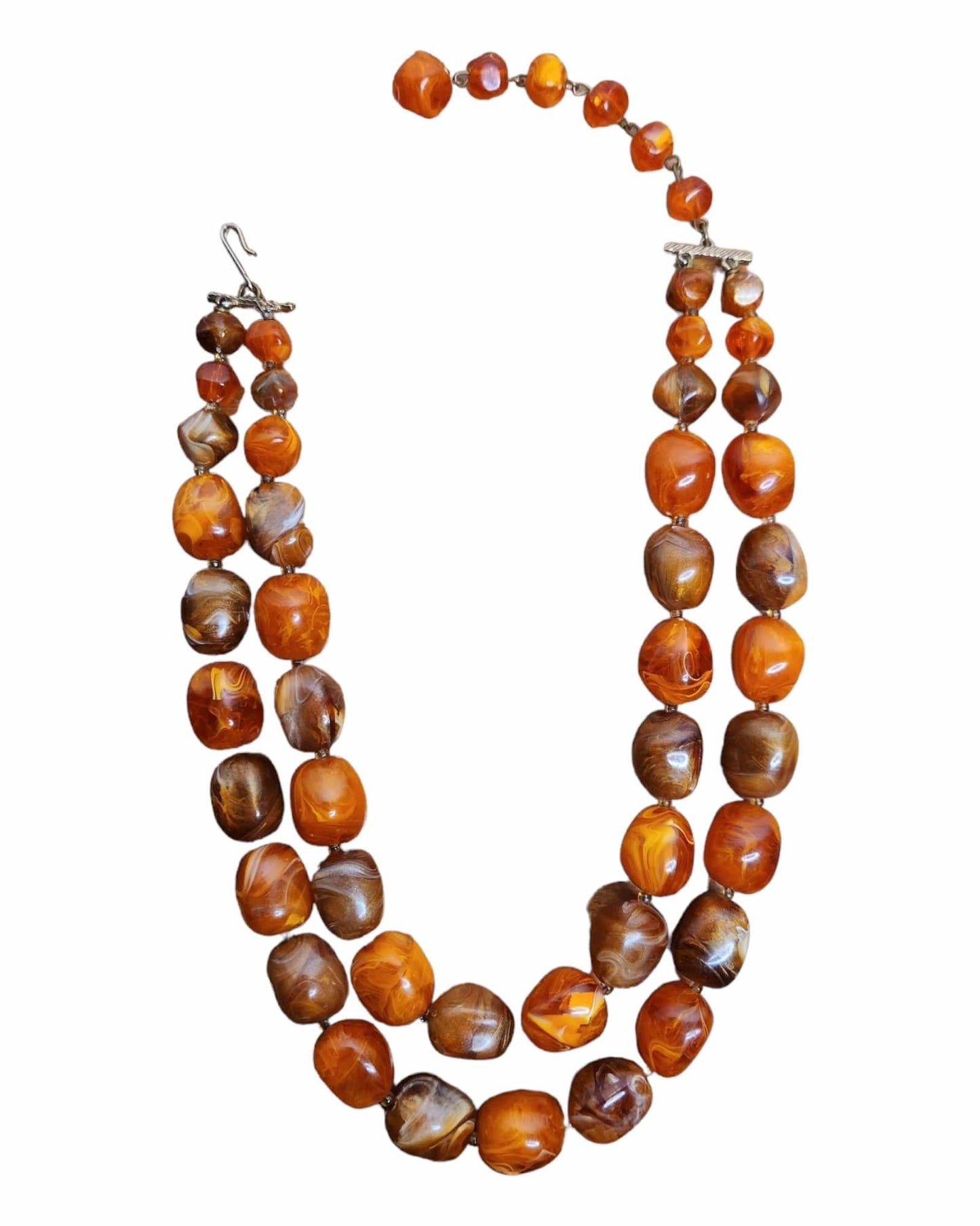 Orange / Brown Double Strand Choker