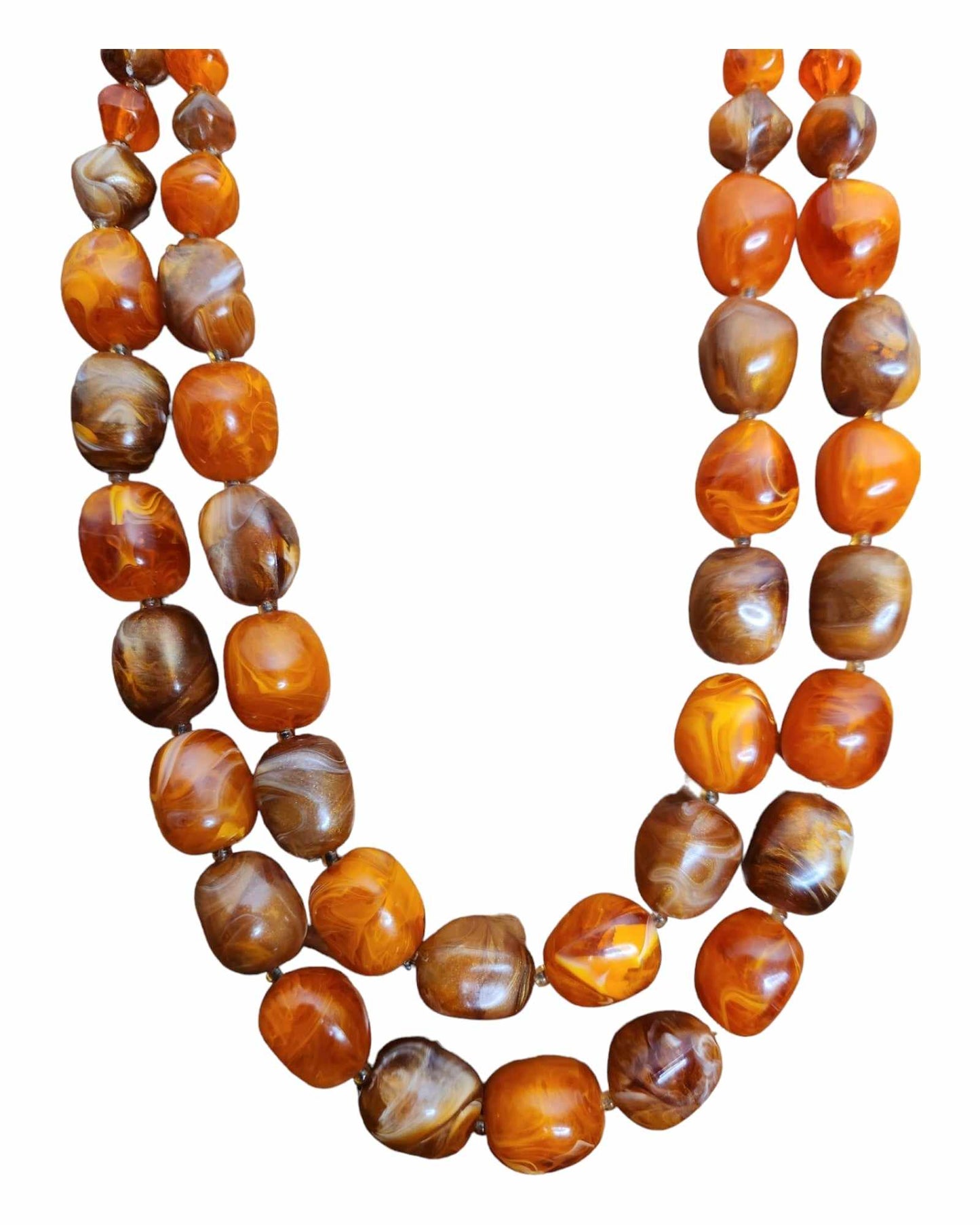 Orange / Brown Double Strand Choker