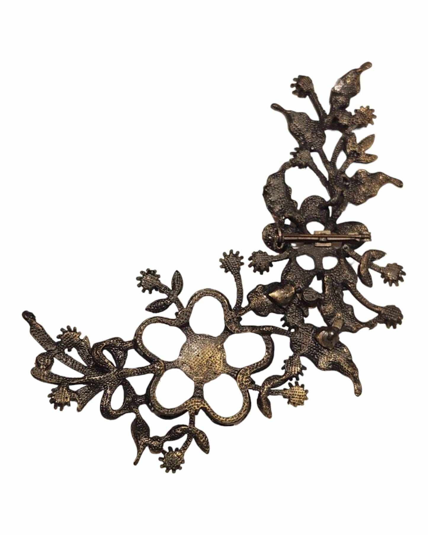 90's Brown Floral Brooch