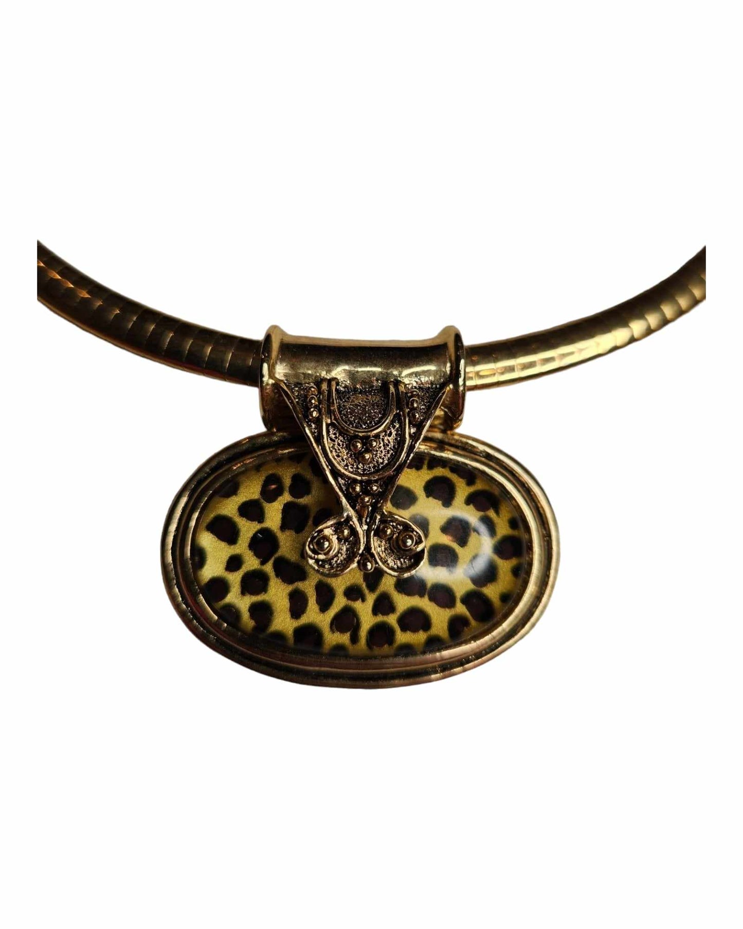 Leopard Slide Pendant Necklace and Earrings Set
