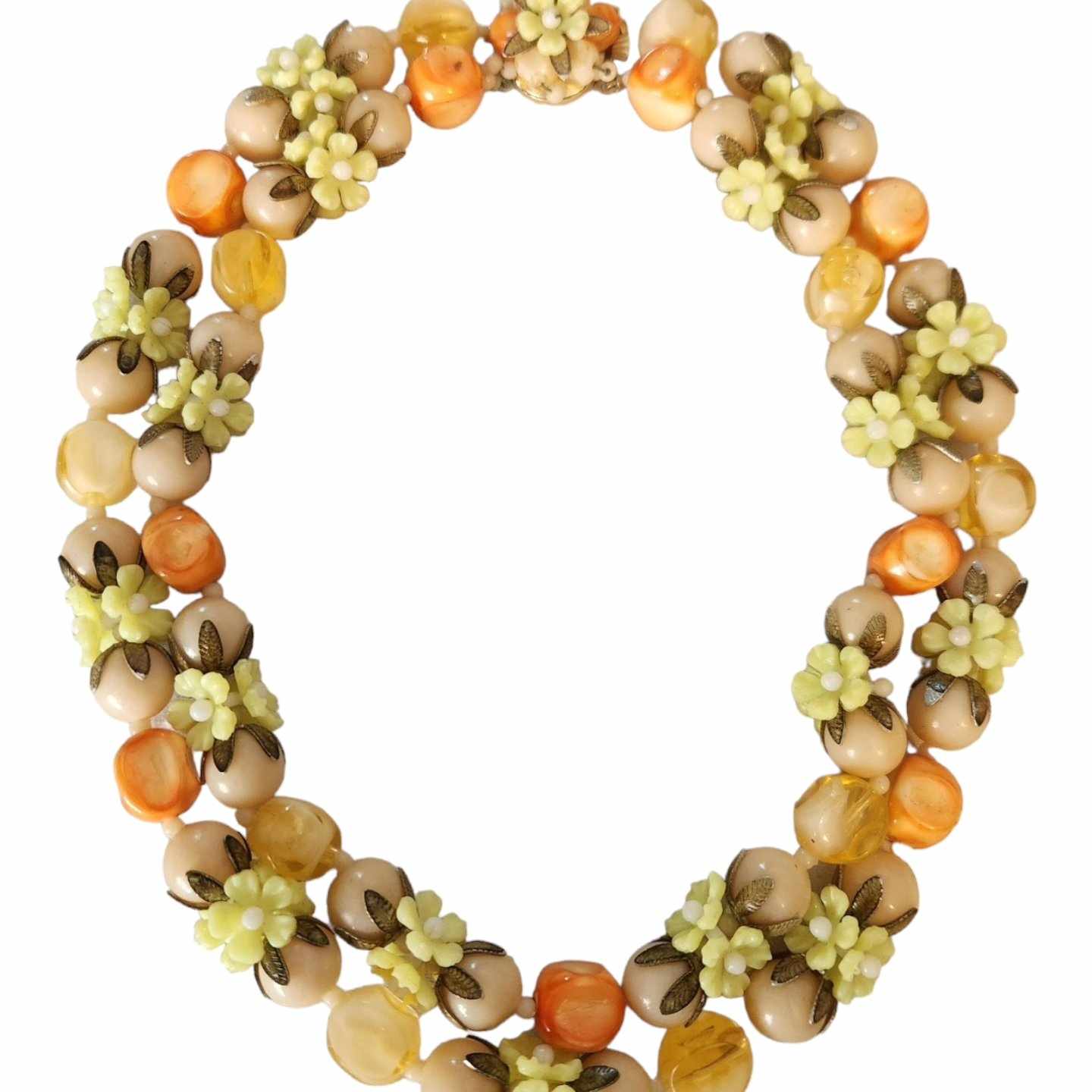 Beige / Orange / Yellow Double Strand Choker