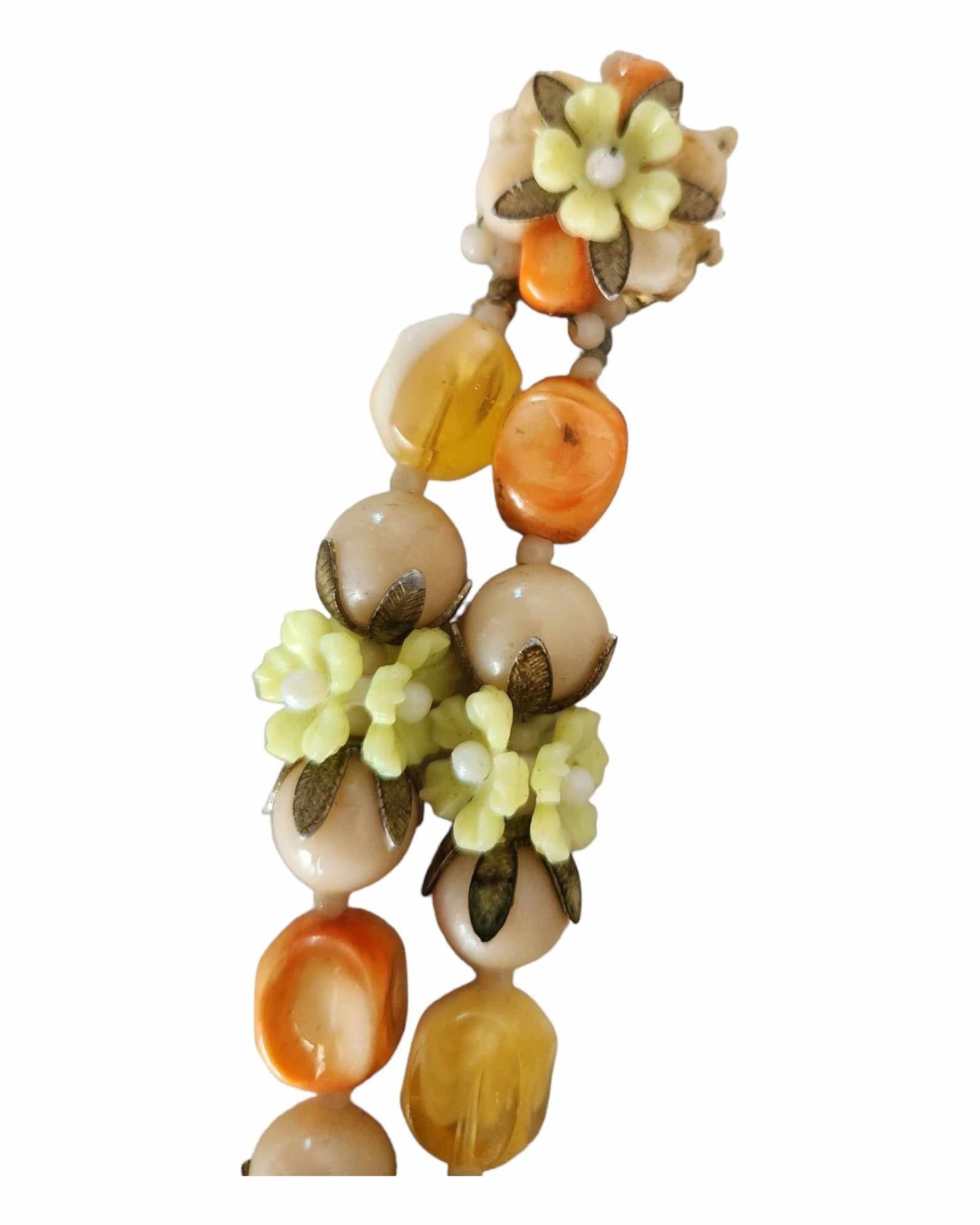 Beige / Orange / Yellow Double Strand Choker