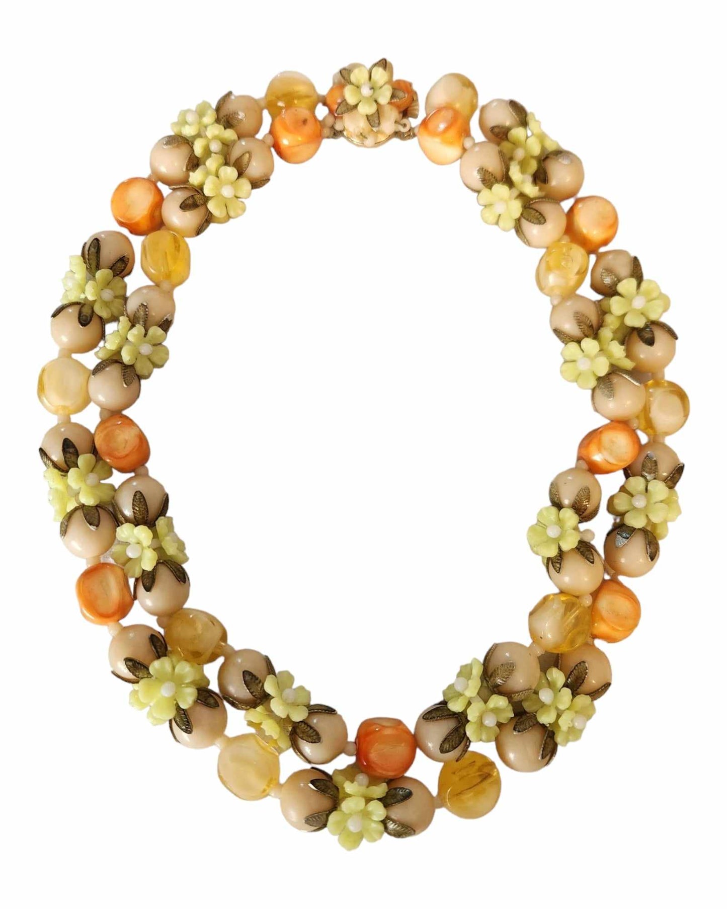 Beige / Orange / Yellow Double Strand Choker