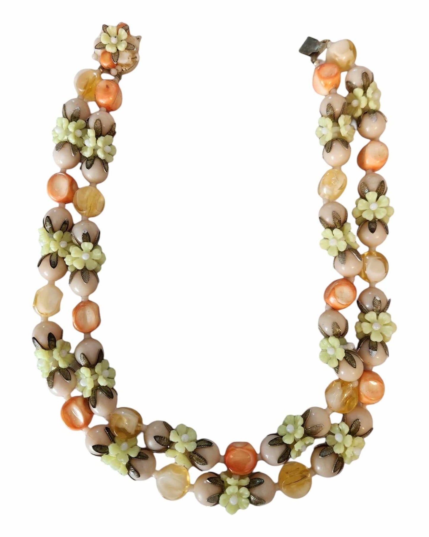Beige / Orange / Yellow Double Strand Choker