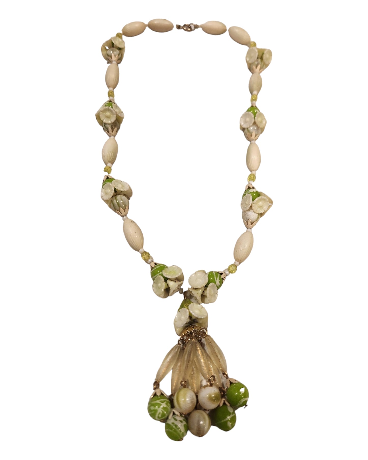 Early Plastic Tassel Necklace & Earring Set