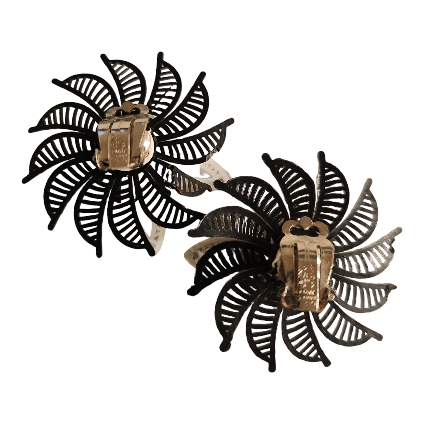 Black / White Flower Featherweights Earrings