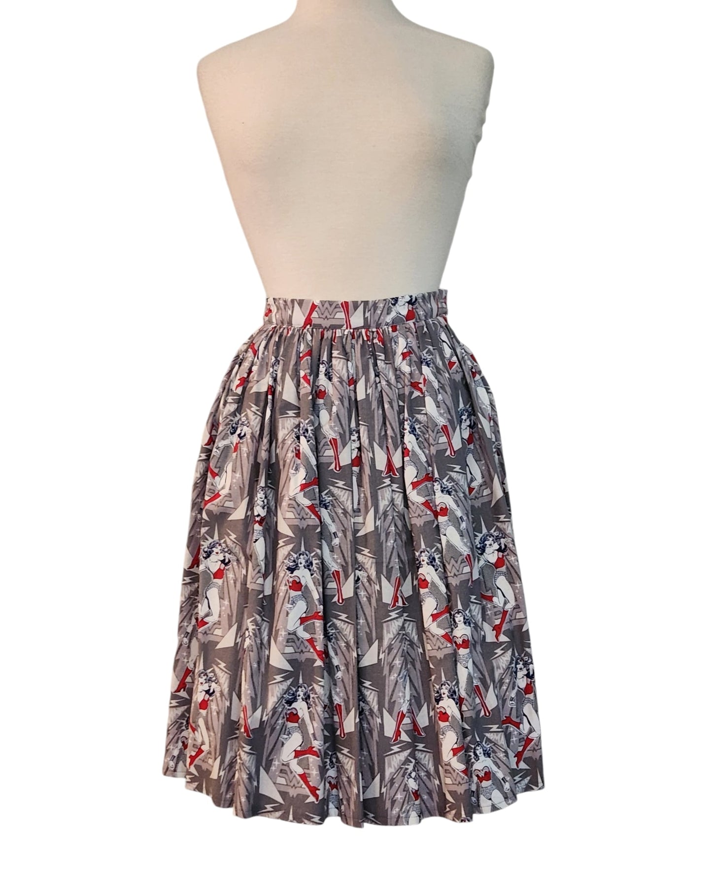 Wonder Woman - Vintage Inspired Pleated Skirt With Pockets By Linda Lee Clothing