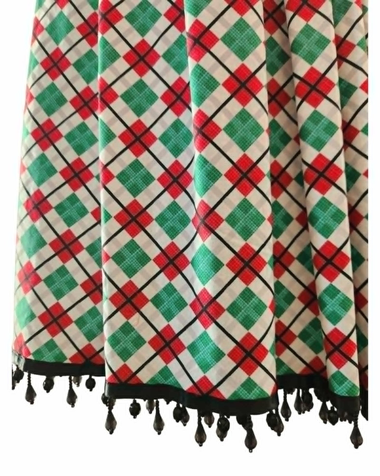 Christmas Argyle - 24" Pleated Skirt With Pockets