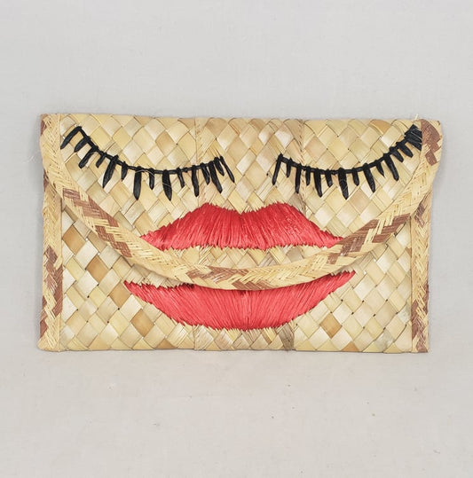 Lucky Lips Woven Clutch