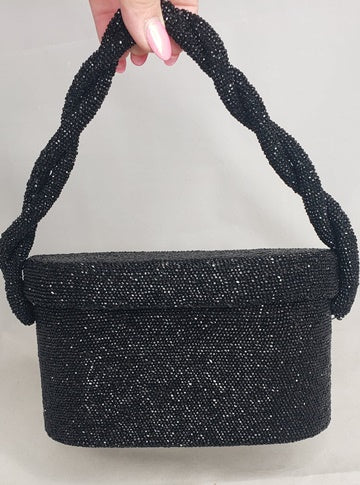 Vintage Black Micro Beaded Handbag