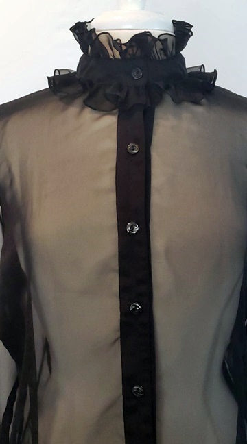 Black Sheer Ruffled Blouse