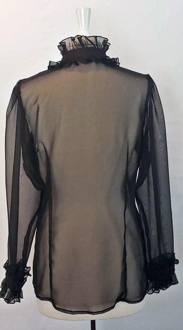 Black Sheer Ruffled Blouse
