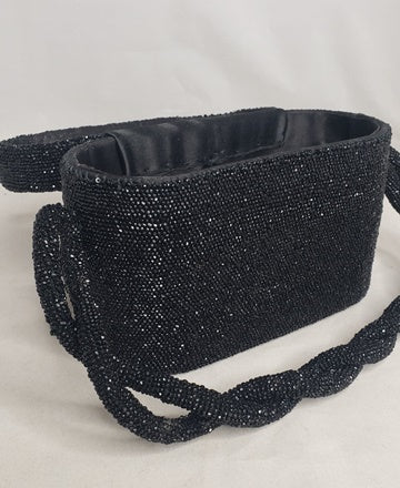 Vintage Black Micro Beaded Handbag