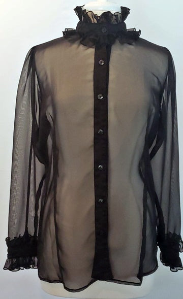 Black Sheer Ruffled Blouse