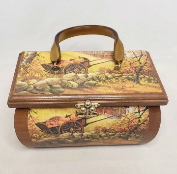Vintage Fall Decoupage Box Purse