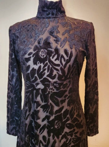 Retro Black Mock Neck A-Line Dress