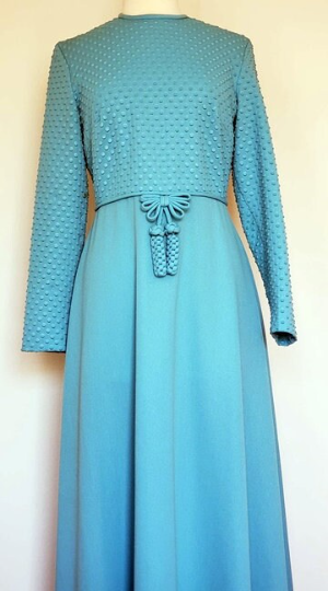 70's Turquoise Long Sleeve Maxi