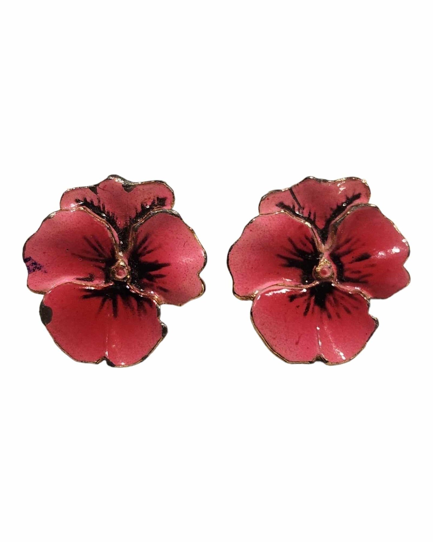 Vintage Pink Pansy Earring & Brooch Set