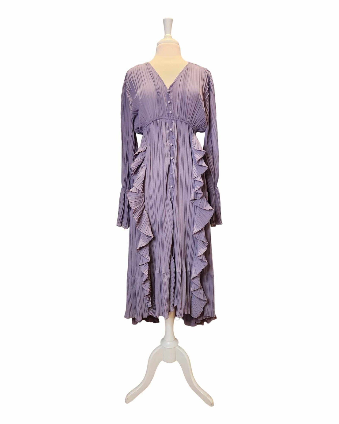 Lavender Organza V-Neck Dress