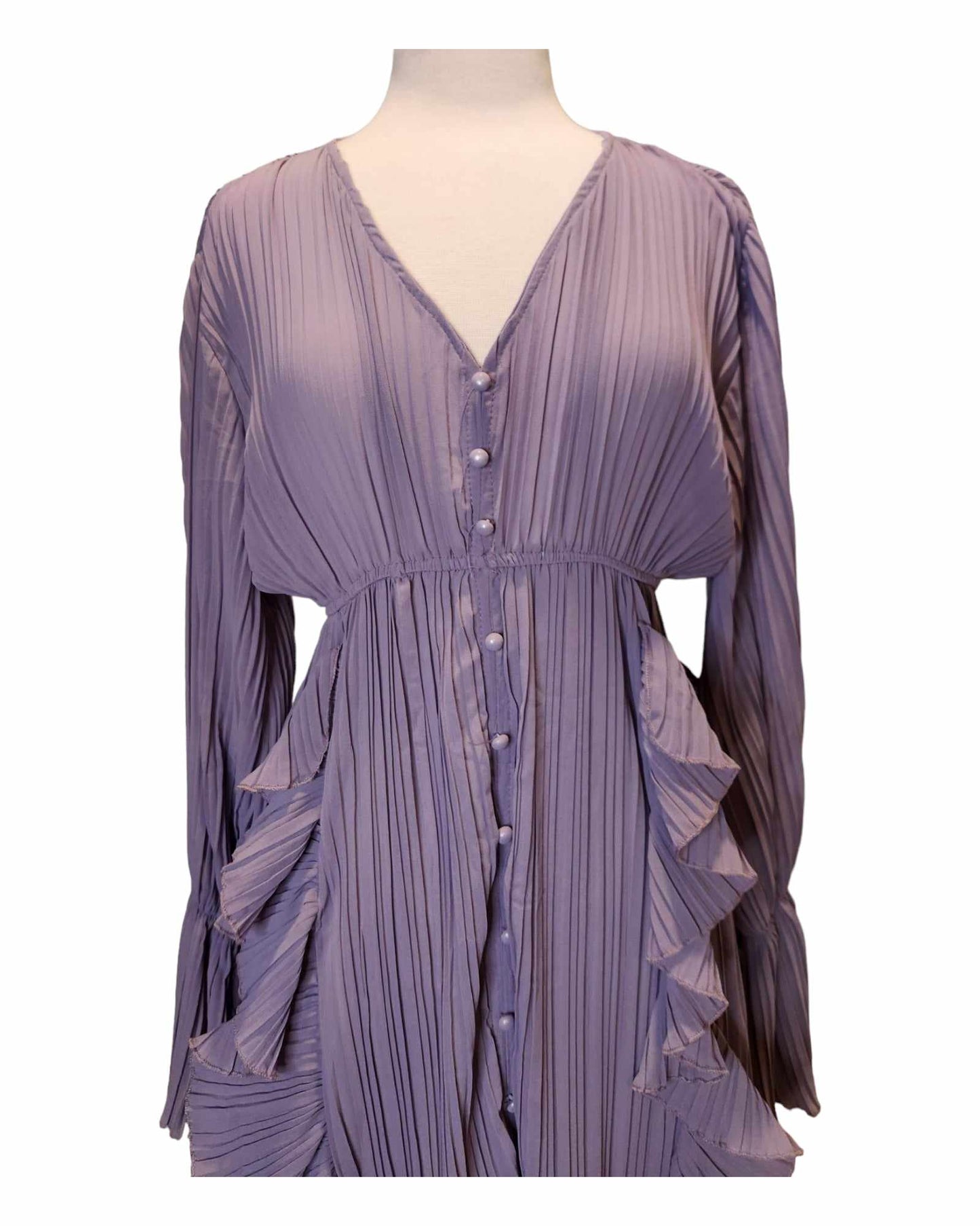 Lavender Organza V-Neck Dress