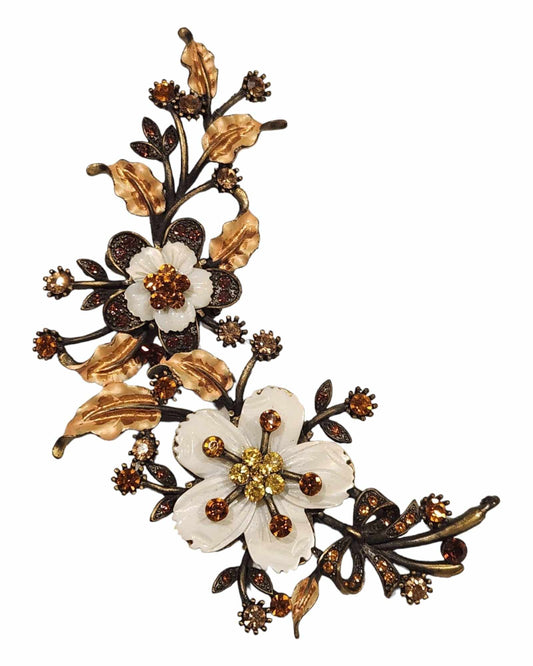 90's Brown Floral Brooch