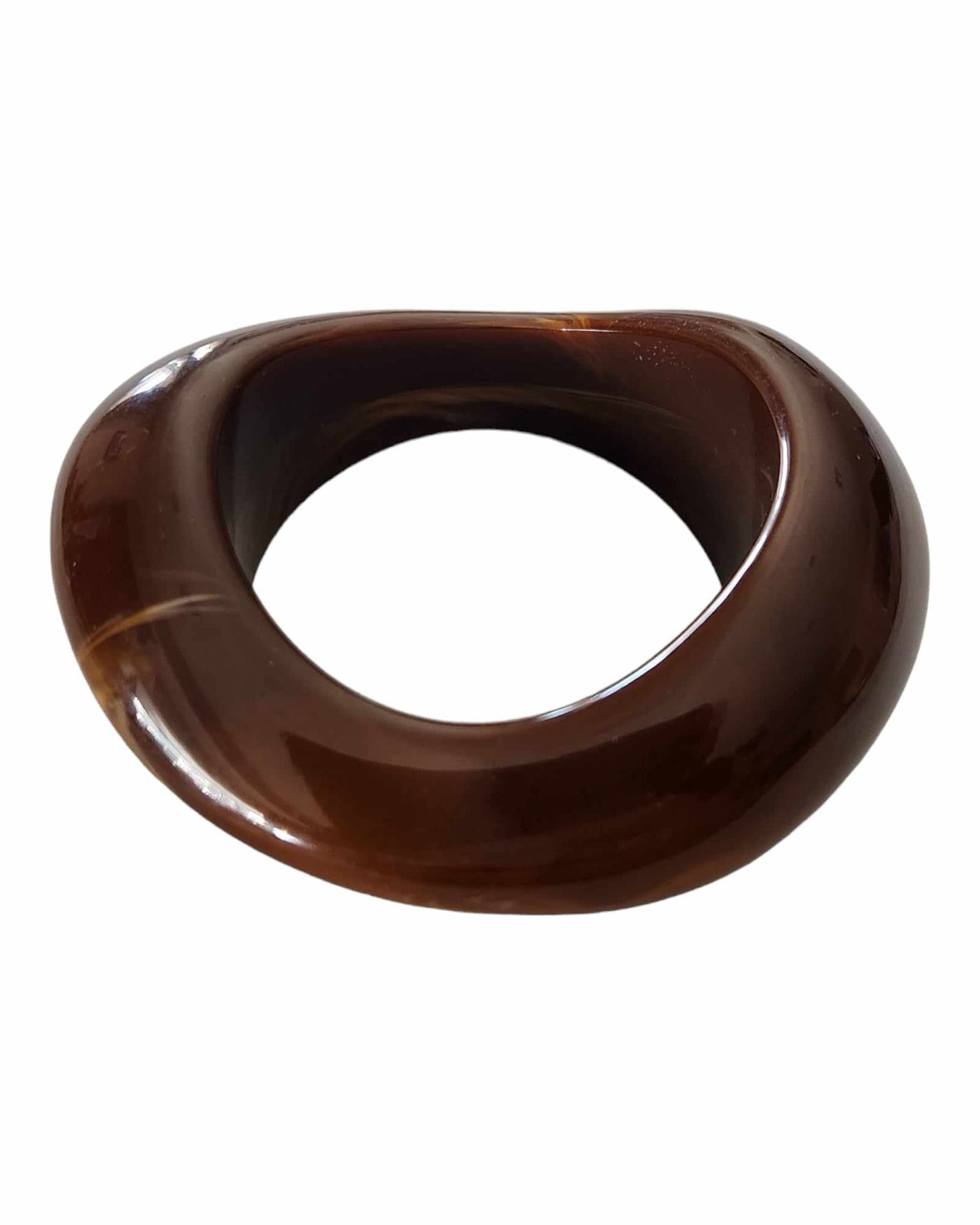 Asymmetrical  Marble Brown Bangle