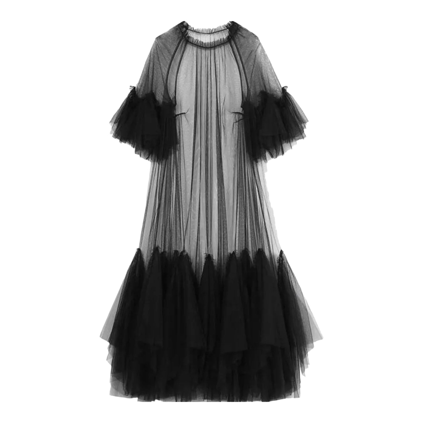 Split Sleeve Sheer Trapeze Dress