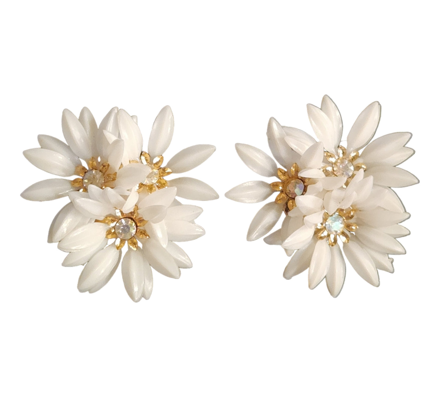 White Coro Featherweight Earrings