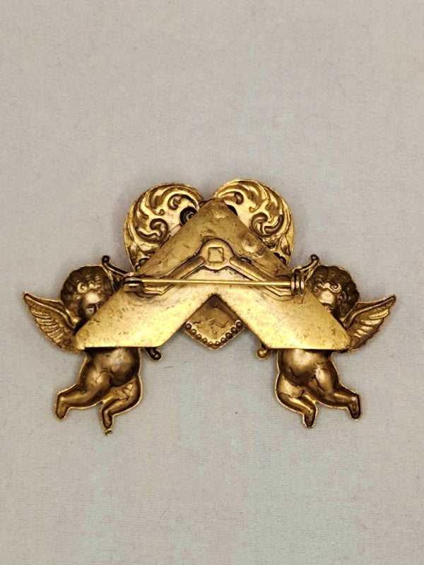 Renaissance Revival Style Double Cherub Brooch